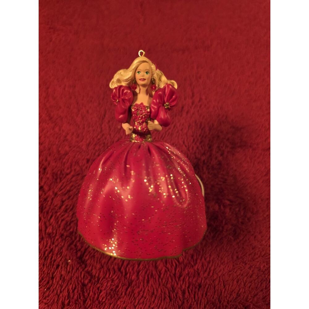 1993 Hallmark Keepsake Holiday Barbie Ornament 1st in Series Red Dress No Box